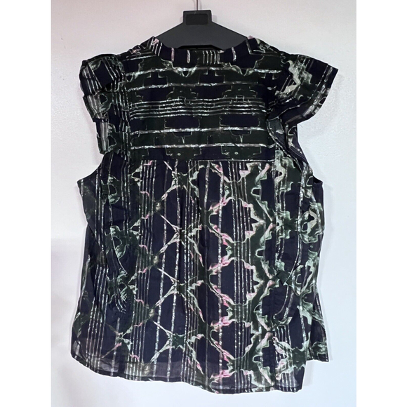 NWT Pilcro Top Womens M Sleeveless Button Up Black Floral Metallic Embellished - Picture 2 of 7